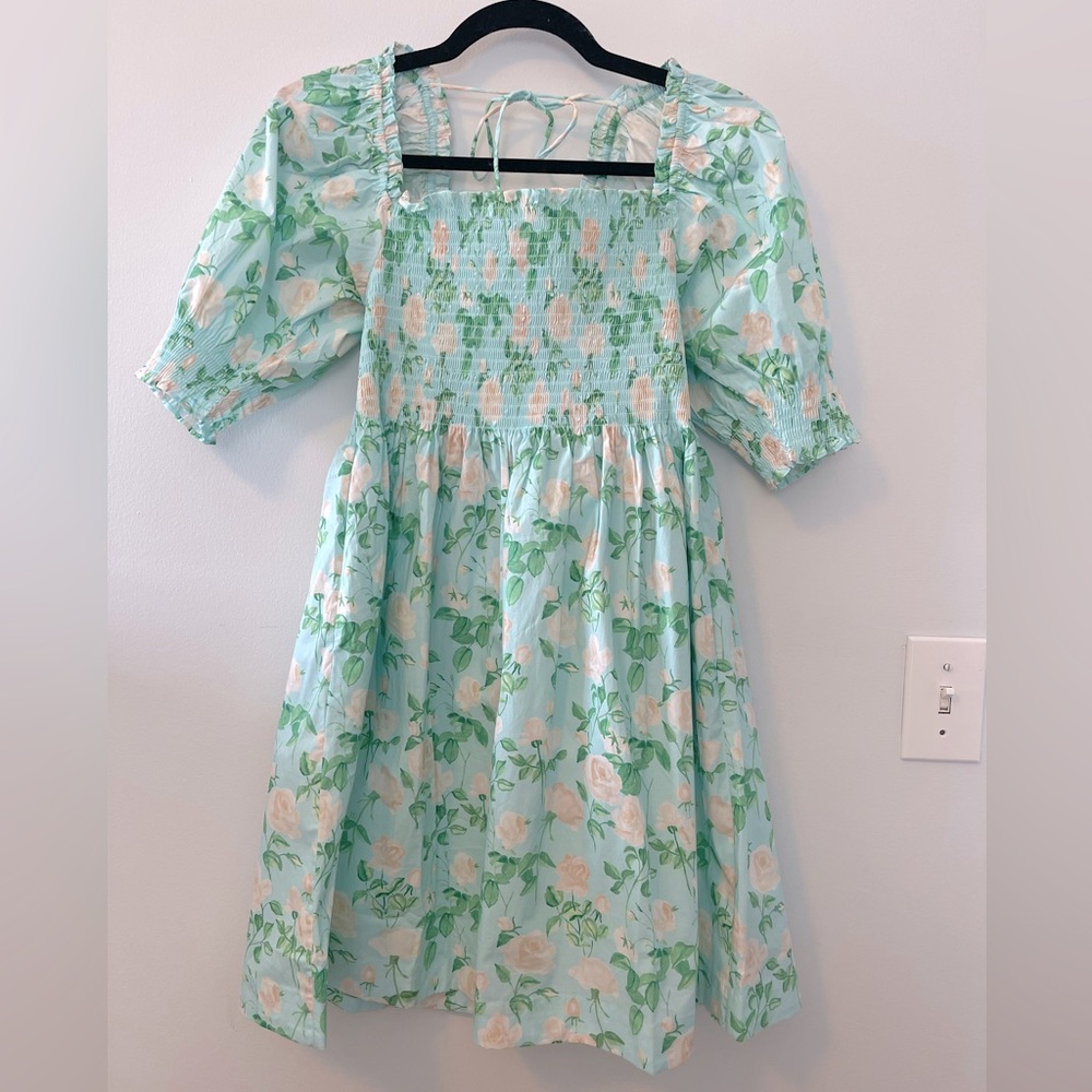 NWT Hill House Athena Nap Mini Dress in Blue w/Pink & Green Floral - Small - Picture 5 of 11